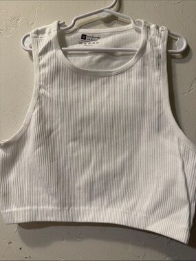 Ribbed White Cropped Tank Top - Women's